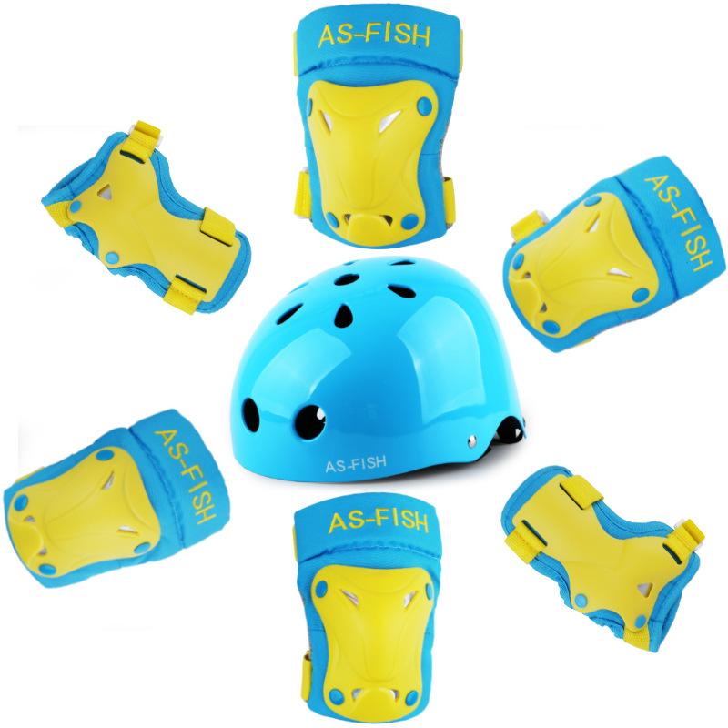 Изображение товара: Набор детских наколенников для катания на роликах, защитное снаряжение для катания на скейтборде, автомобильные локти, велосипедный шлем, защита запястья