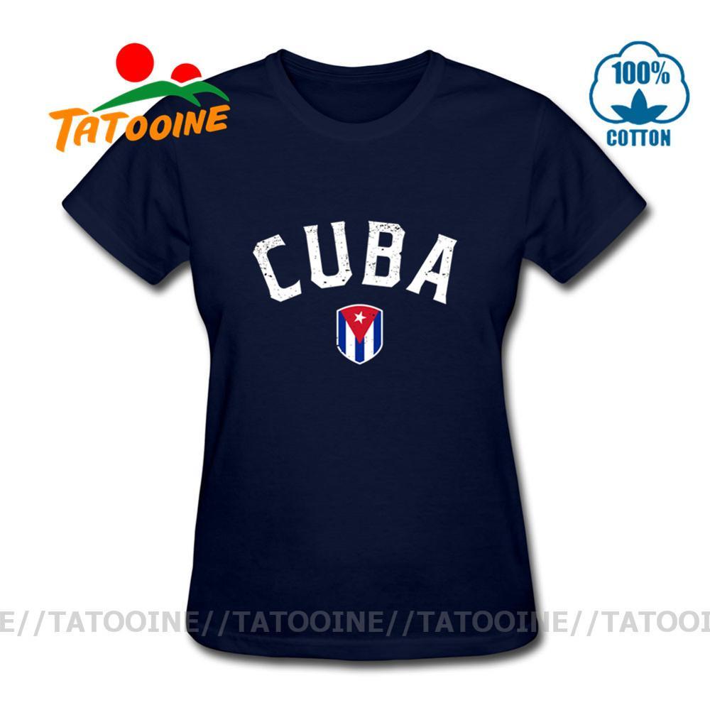 Изображение товара: Женская патриотическая футболка с изображением флага Кубы, уличная футболка в стиле ретро с буквенным принтом, модные хлопковые топы высокого качества