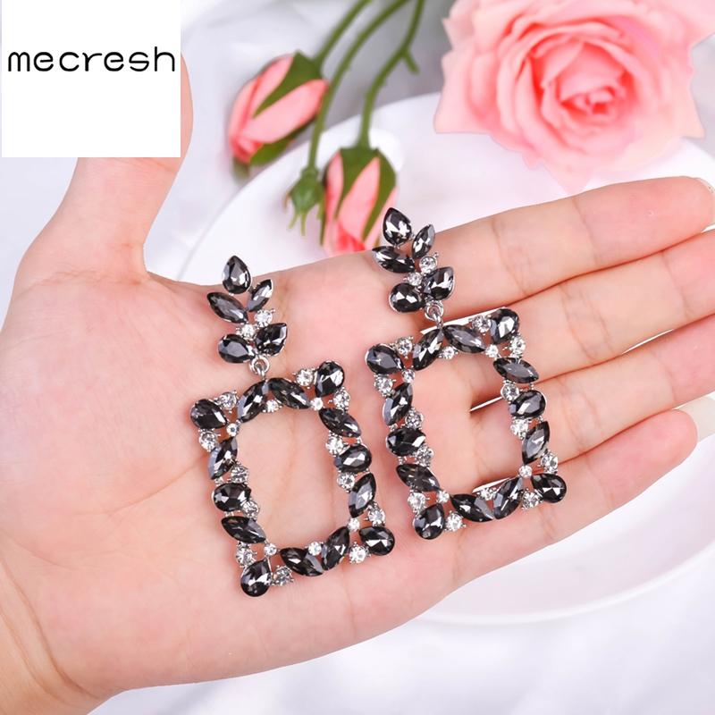 Изображение товара: Mecresh Подвесные серьги с кристаллами, большие длинные квадратные висячие серьги, женские свадебные серьги, ювелирные изделия, оптовая продажа подарков MEH1780