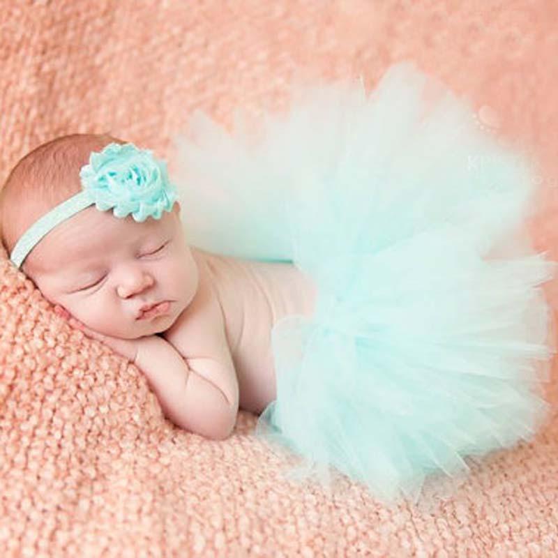 Изображение товара: Костюм для маленьких девочек, юбка-пачка и повязка на голову с цветами, реквизит для фотосъемки новорожденных, фатиновая юбка, Одежда 0-9 м
