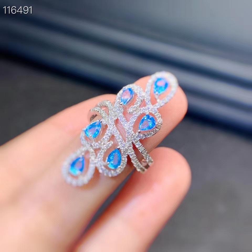 Изображение товара: KJJEAXCMY изящное ювелирное изделие 925 пробы серебро инкрустированное натуральным синим топазом новое кольцо изысканное кольцо для девочек
