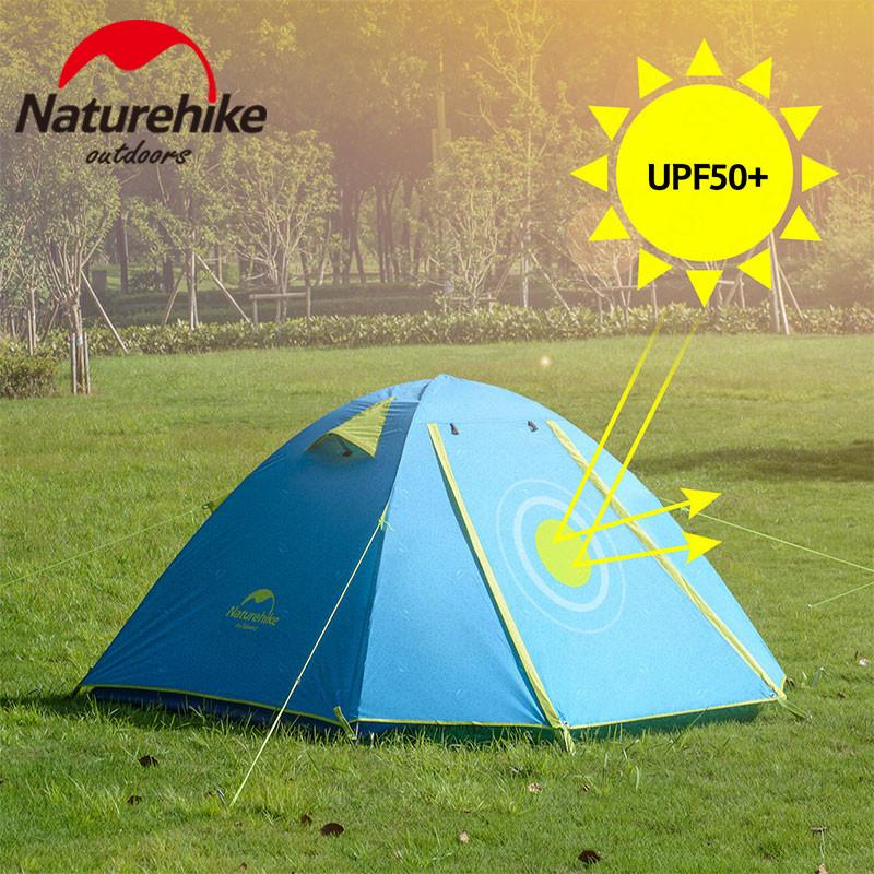 Изображение товара: Палатка для кемпинга Naturehike серии P, сверхлегкая двухслойная, с защитой от ветра и дождя, для 2, 3, 4 человек, для улицы, UPF50 +