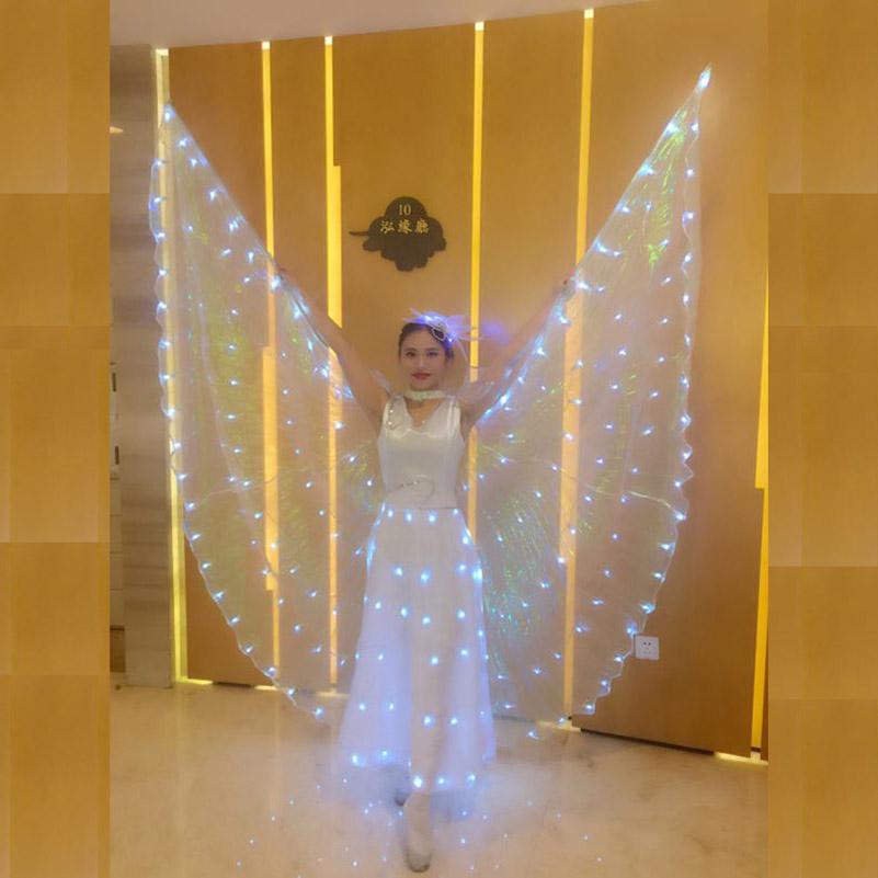Изображение товара: Флуоресцентная танцевальная накидка в виде крыла бабочки для взрослых, танцевальный костюм со светодиодной подсветкой, костюм для танца живота