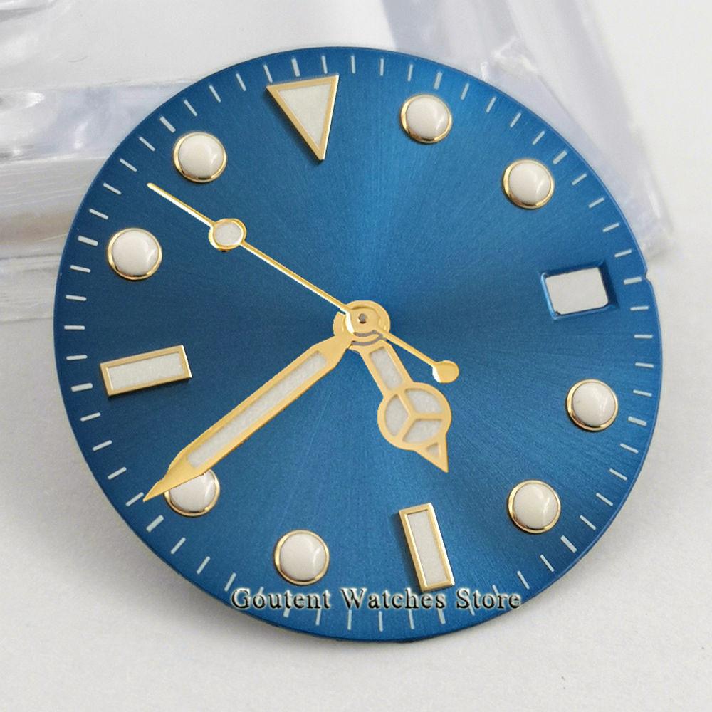 Изображение товара: Циферблат для часов Goutent, синий циферблат 28,5 мм + фотоэлемент a2824 2836,NH35, серия Miyota 82, движение DG2813 3804