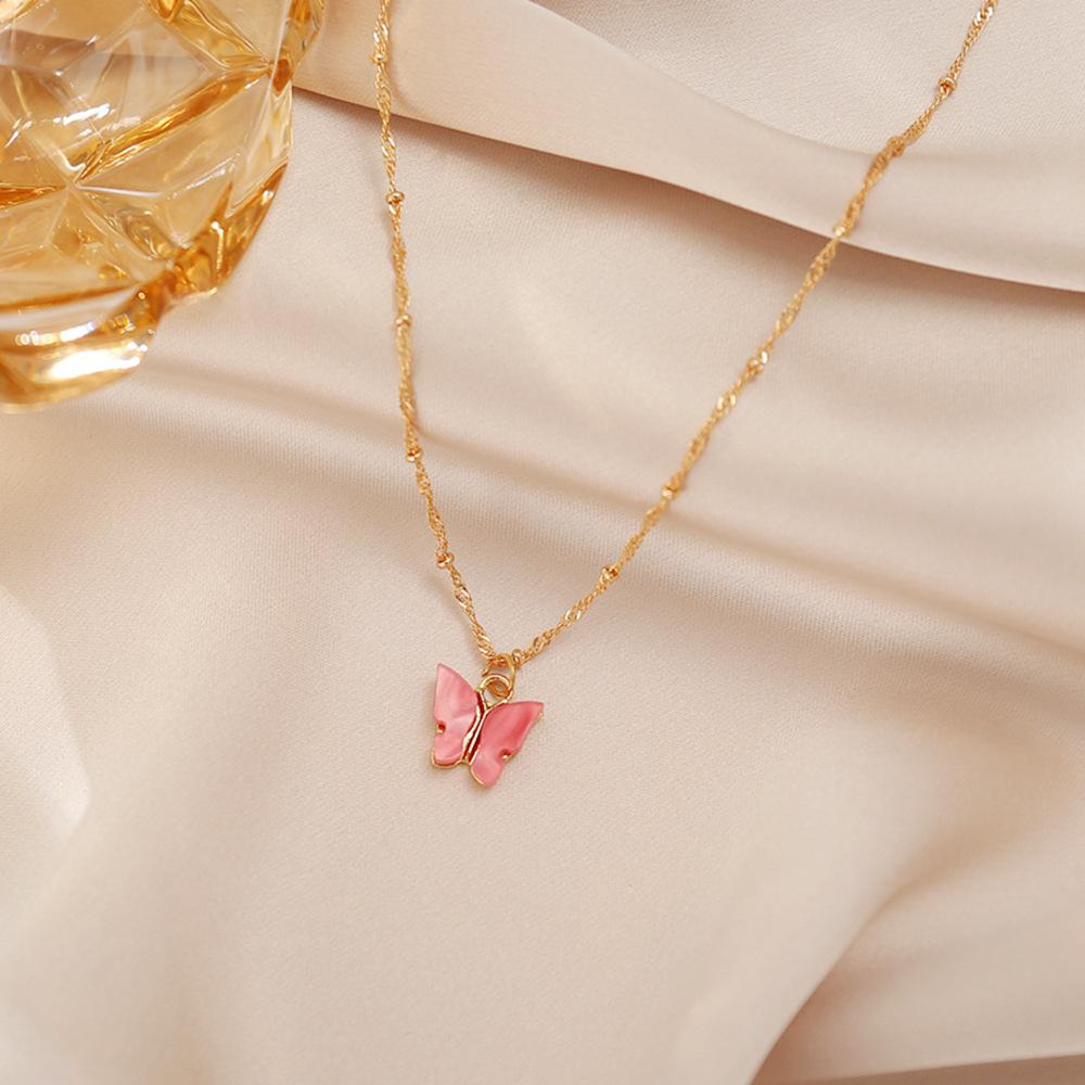 Изображение товара: Sweet Acrylic Color Butterfly Necklace For Women Long Wild Clavicle Chain Pendant Refined Stylish Mujer Gift 2020 Trendy Gold