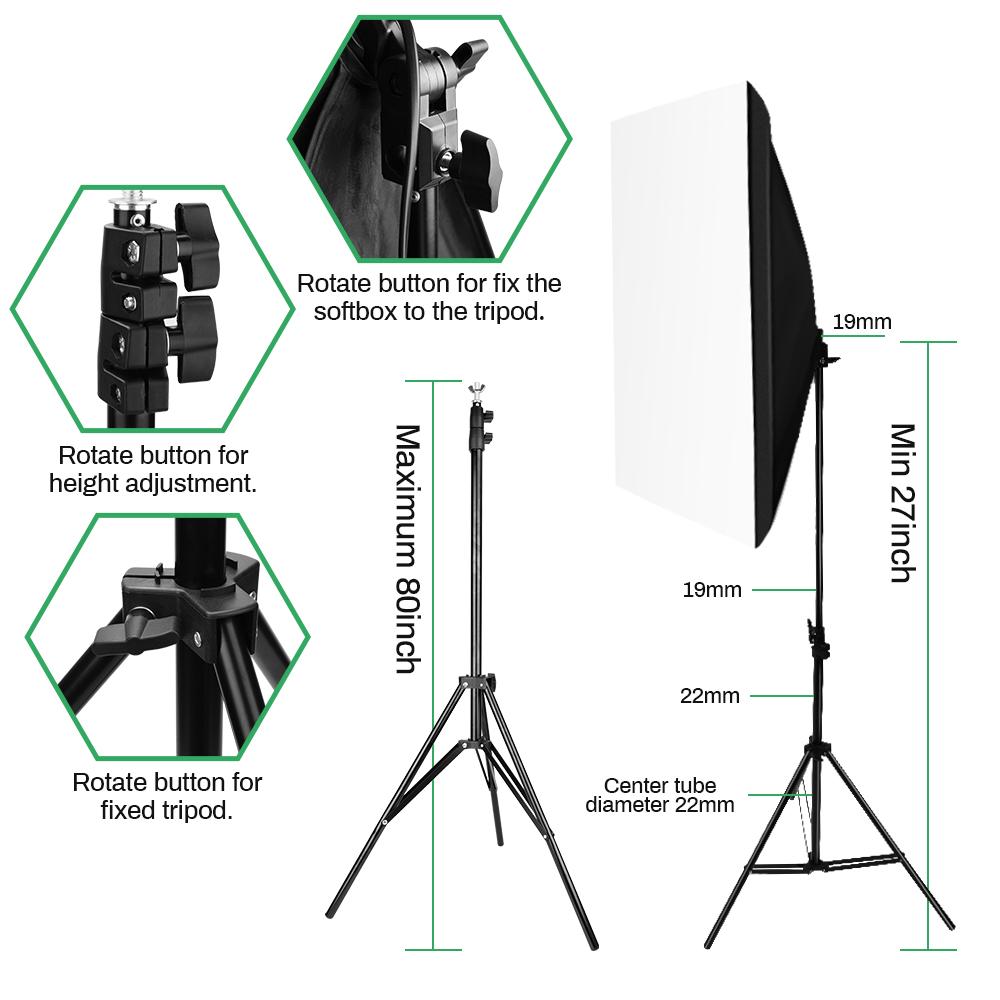 Изображение товара: Софтбокс для студийной фотосъемки, комплект непрерывного освещения с 2x2 м фоторамкой, 3 шт., сумка для фотосъемки товара