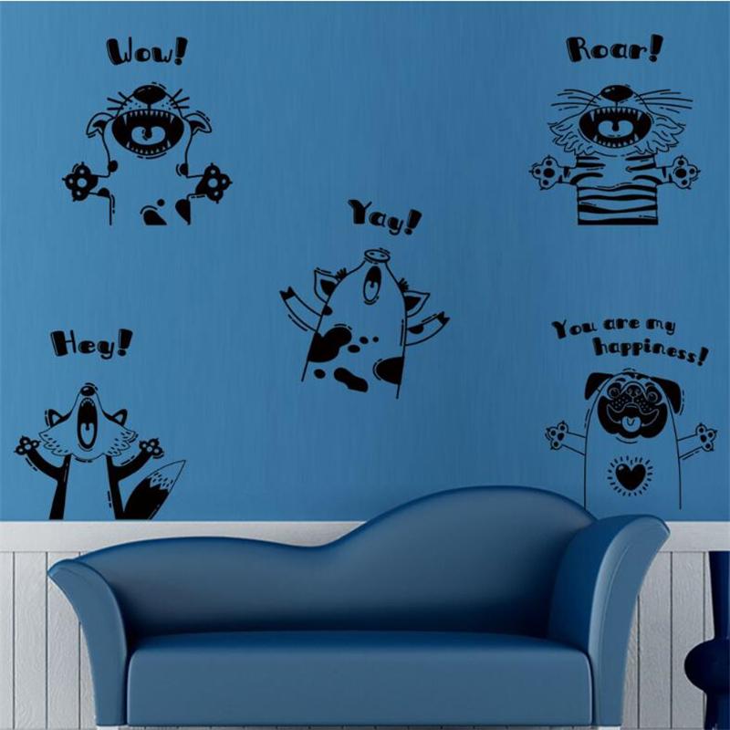 Изображение товара: Милые наклейки на стену с маленькими животными, украшение стены комнаты, наклейки на дверь спальни для детской комнаты, детского сада, младенца, ПВХ, современный мультфильм