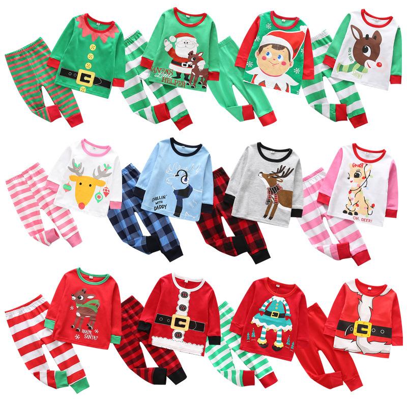 Изображение товара: Хлопковая одежда для маленьких мальчиков, рождественский костюм для пожилых людей, Осенняя детская одежда для сна, повседневная домашняя одежда для девочек, подарки