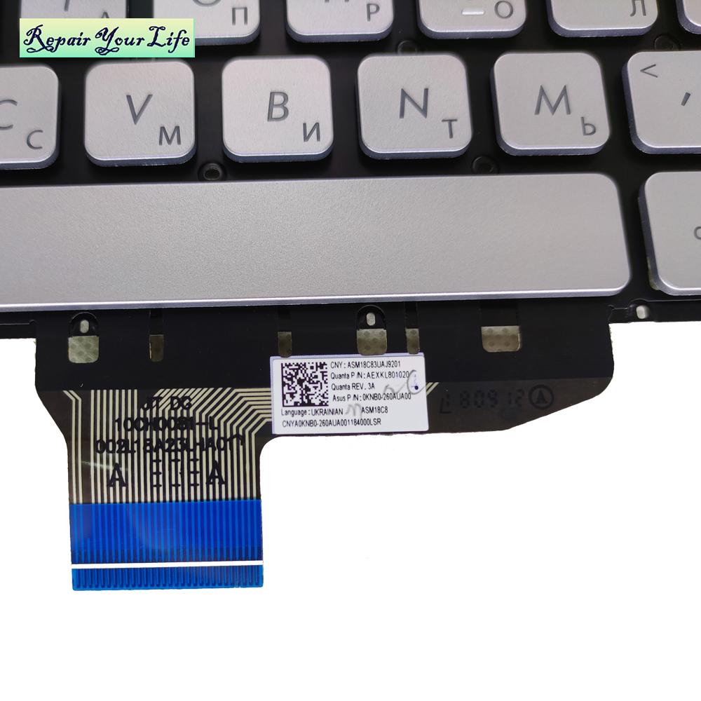 Изображение товара: Сменные клавиатуры UA RU для ASUS VivoBook S14 X430 FN K430 S4300, клавиатуры с подсветкой KB, украинский, русский, черный, серебристый 2608UA00 260AUA00