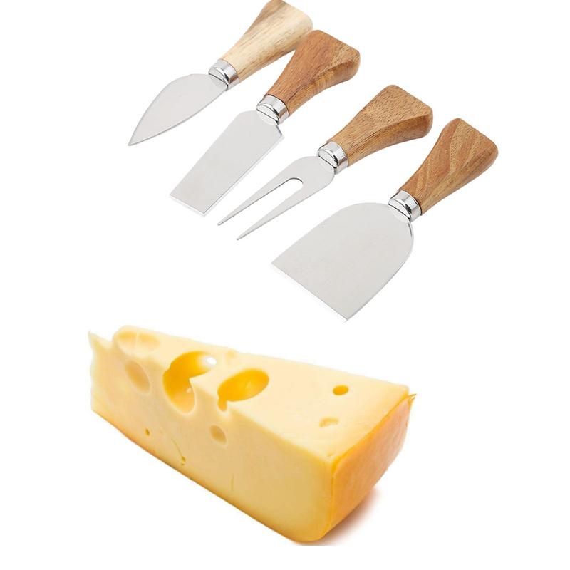 Изображение товара: 4 шт./компл. набор посуды из бамбукового дерева для сыра с Ножи овощерезка набор Кухня Пособия по кулинарии инструмент нож для резки сыра Ножи терка для сыра