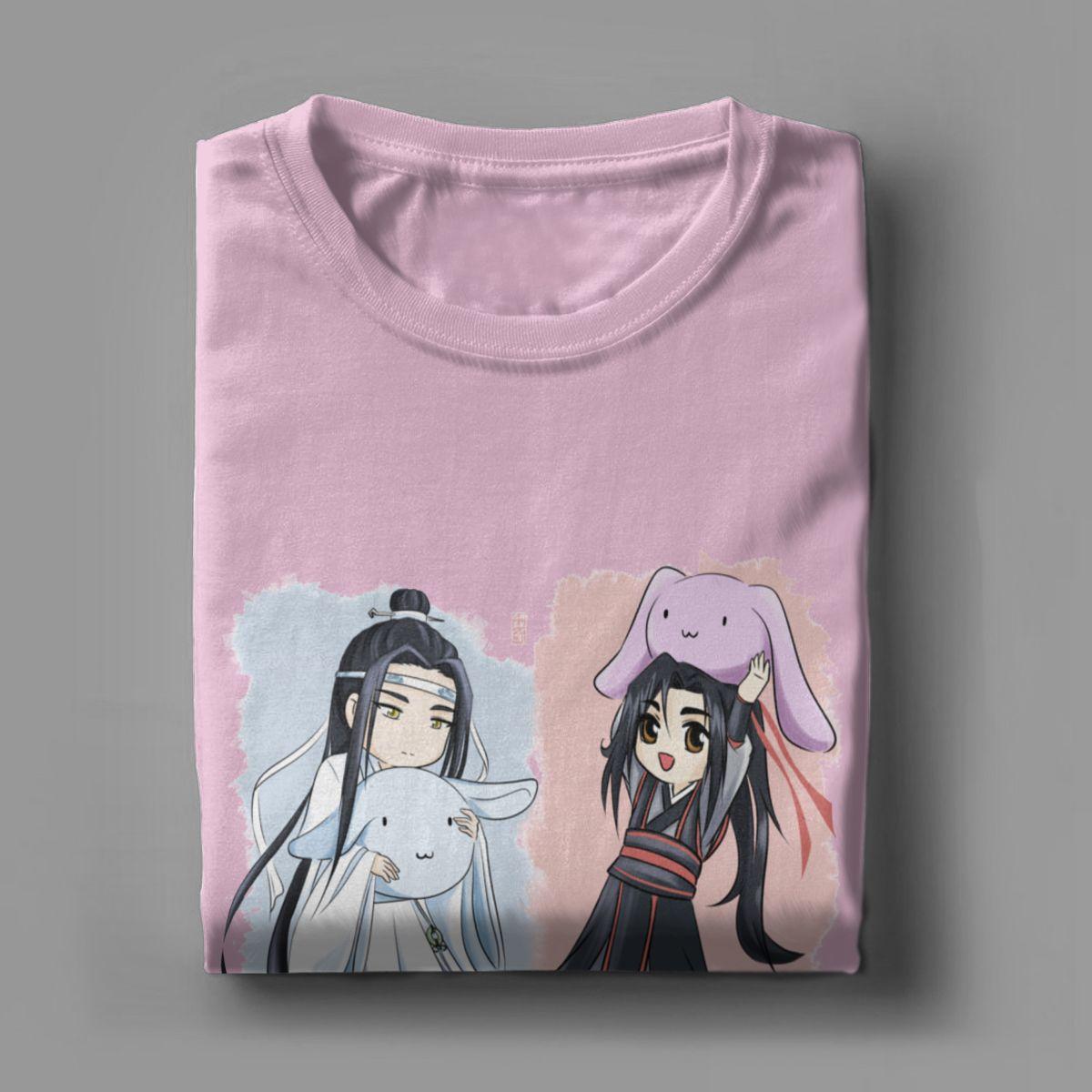 Изображение товара: Хипстерские футболки Wangxian Bunny Plushies для мужчин, футболка с круглым воротником, футболки Untamed Lanzhan Wuxian, Подарочная одежда