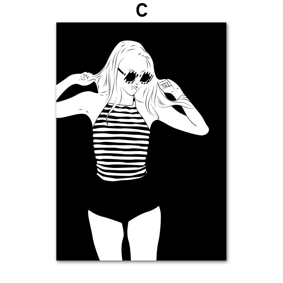Изображение товара: Абстрактная девушка боди мода настенная Картина на холсте скандинавские постеры и принты черные белые настенные картины для гостиной Декор