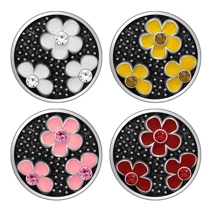 Изображение товара: KZ3425 круглые милые разноцветные цветы 18 мм кнопки подходят 18 мм оснастка застежка браслета ювелирные изделия подарок