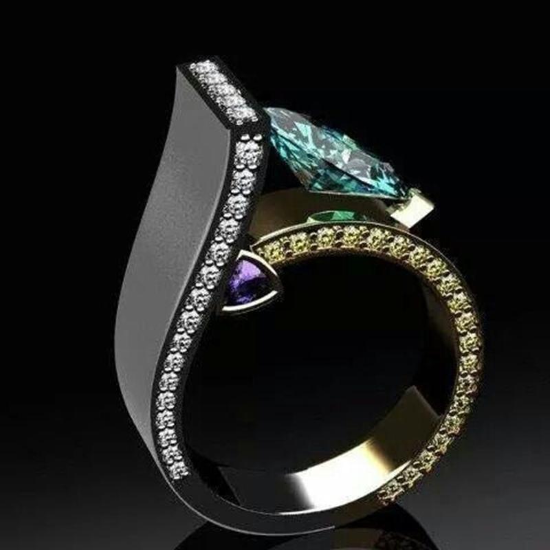 Изображение товара: Milangirl Luxury Blue Crystal Zircon Wedding Rings For Women Modern Times Promise Love Engagement Rings Jewelry