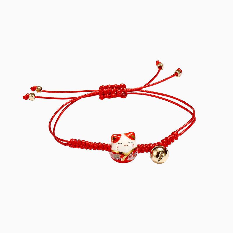 Изображение товара: Модный браслет для женщин, милый котенок, ручная работа, плетеная Красная Нить, ювелирное изделие, рождественский подарок, браслет для девушек и дам