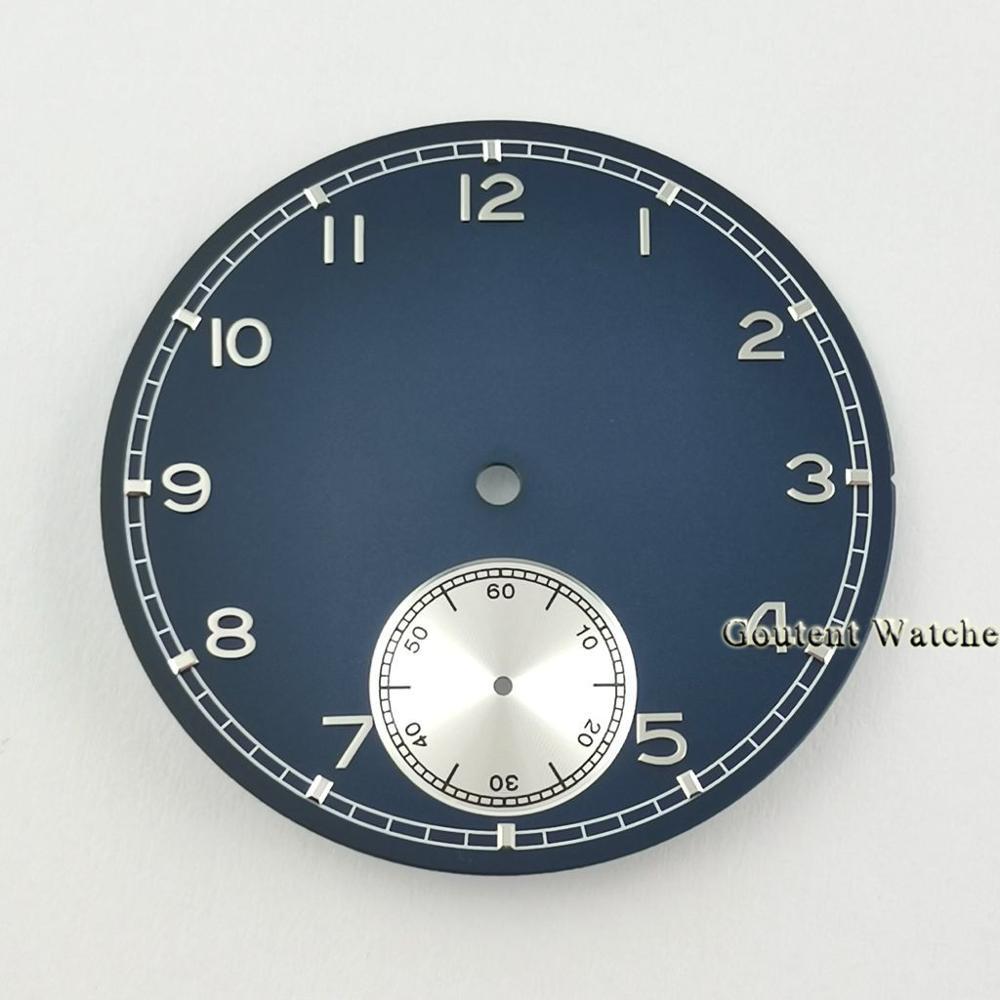 Изображение товара: Циферблат Goutent 38,9 мм, стерильный синий/белый циферблат, запчасти для часов ETA 6498 Seagull st36, механизм