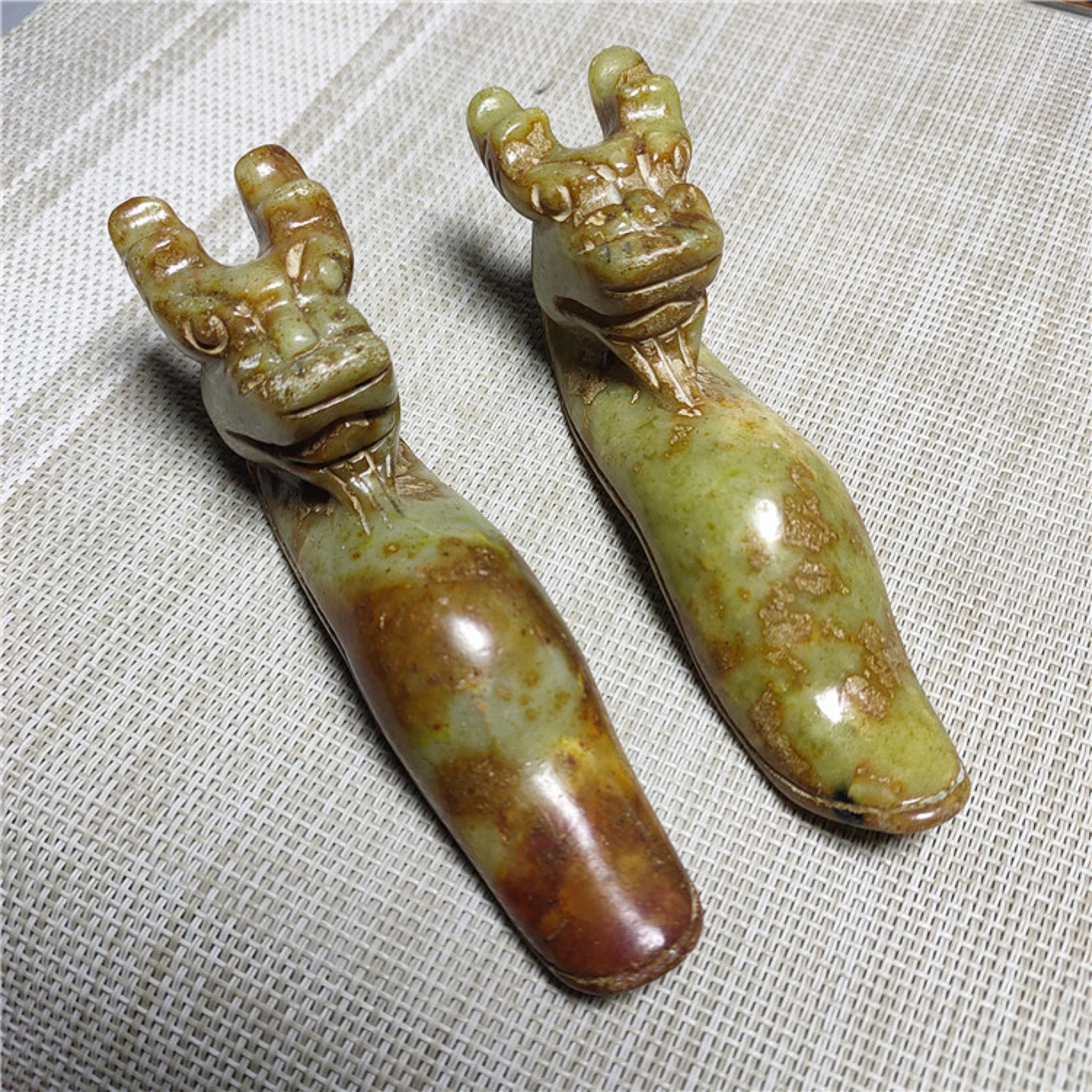 Изображение товара: Tibet | Jade | Antique | Stone | Crystal Figures Dragon baby status green jade sculpture Wizard cute lovely funny gift hongshan