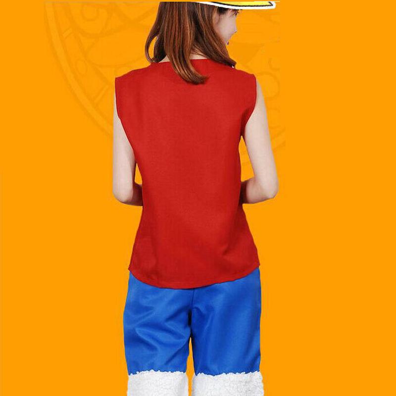 Изображение товара: JEMMA LEONG аниме цельная Обезьяна D. Луффи костюм для мужчин и женщин красный жилет соломенная шляпа