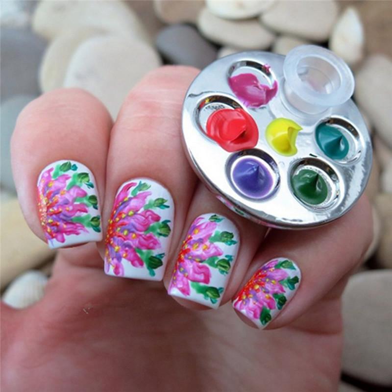 Изображение товара: 1 шт. DIY цветной инструмент для рисования ногтей мини-гель для ногтей Палитра лаков для ногтей бесплатно ручное кольцо для маникюра палитра