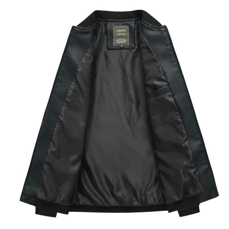 Изображение товара: Куртка G023 мужская из экокожи, модная однотонная куртка с воротником-стойкой, уличная одежда, осень 2021