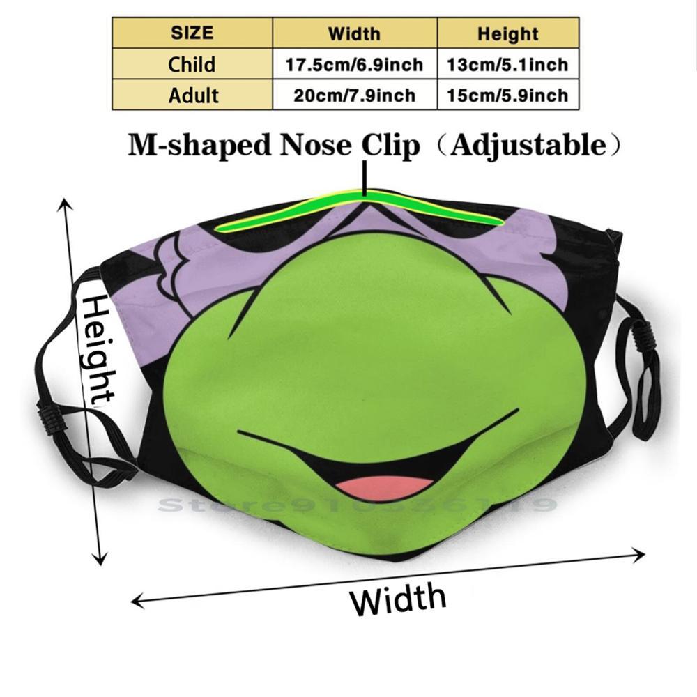 Изображение товара: Многоразовая маска с принтом черепахи, фиолетовый цвет, фильтр Pm2.5, детская маска для лица