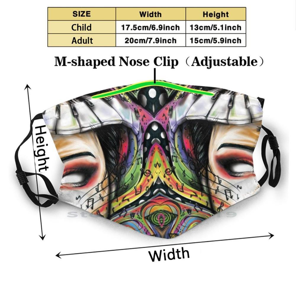 Изображение товара: Многоразовая маска для лица Lost Connection с фильтрами для детей, Geisha, с симметричными узорами, музыка, Therdai