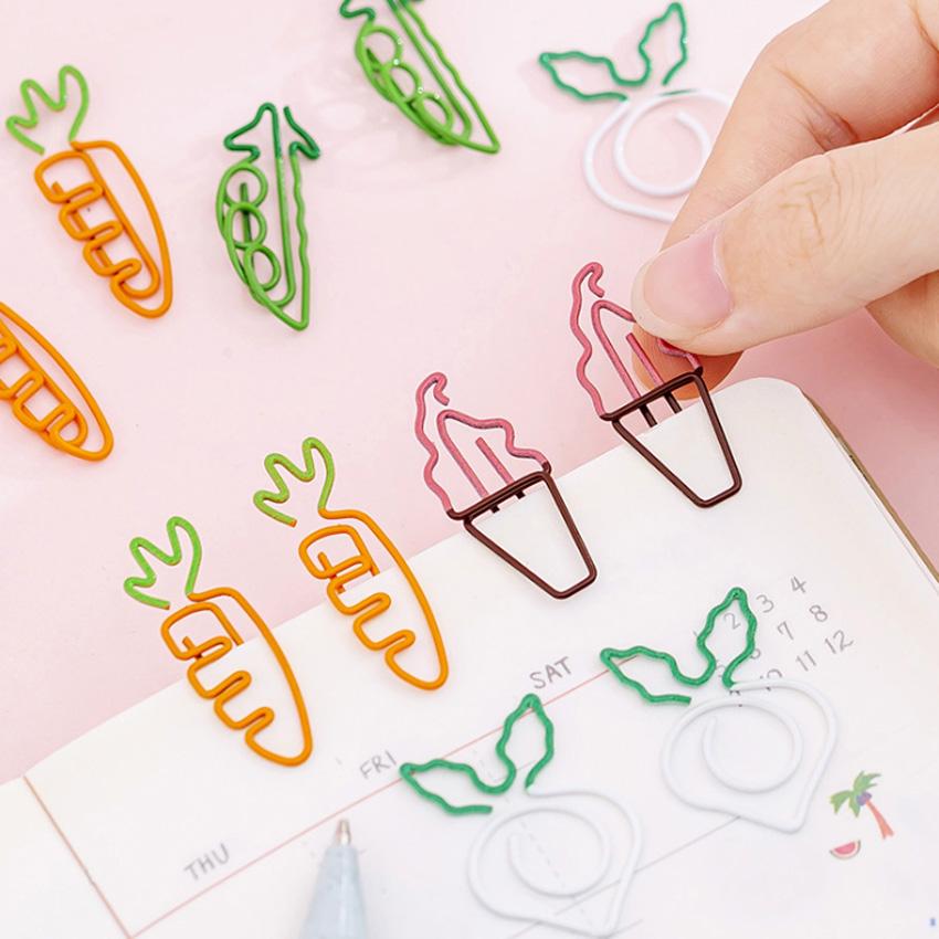 Изображение товара: 100 шт./лот Kawaii овощи мороженое стиль зажимы металлический материал Memo клип для книг школьные вечерние принадлежности подарок для детей