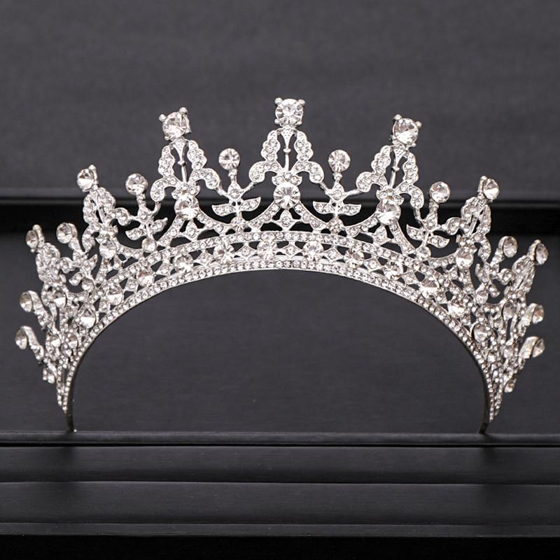 Изображение товара: Винтажная Свадебная Корона Стразы Хрустальная корона серебряного цвета Принцесса Корона Свадебные аксессуары для волос Королевская корона свадебная тиара Корона