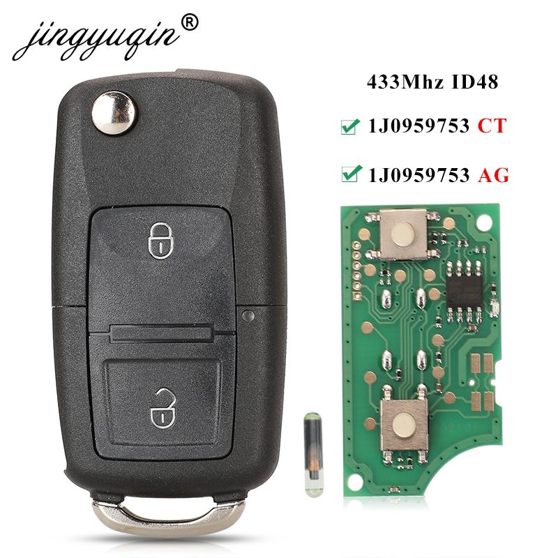Изображение товара: Флип-телефон jingyuqin 2BTN для VW Bora Golf Polo Passat Touran Seat Skoda 434 МГц ID48 Chip 1J0959753AG/ 1J0959753CT