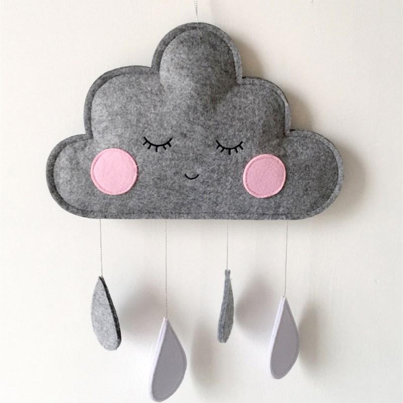 Изображение товара: Фетровая подвеска в виде облака и капли дождя, настенное украшение в скандинавском стиле, украшения для детской комнаты, детская кровать, палатка, декор для детской комнаты, фото реквизит