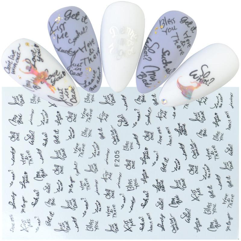Изображение товара: 1 шт., наклейки для ногтей с буквами, совы, цветы, единорог, наклейки для ногтей, ультра тонкие наклейки для ногтей, наклейки для ногтей, сделай сам