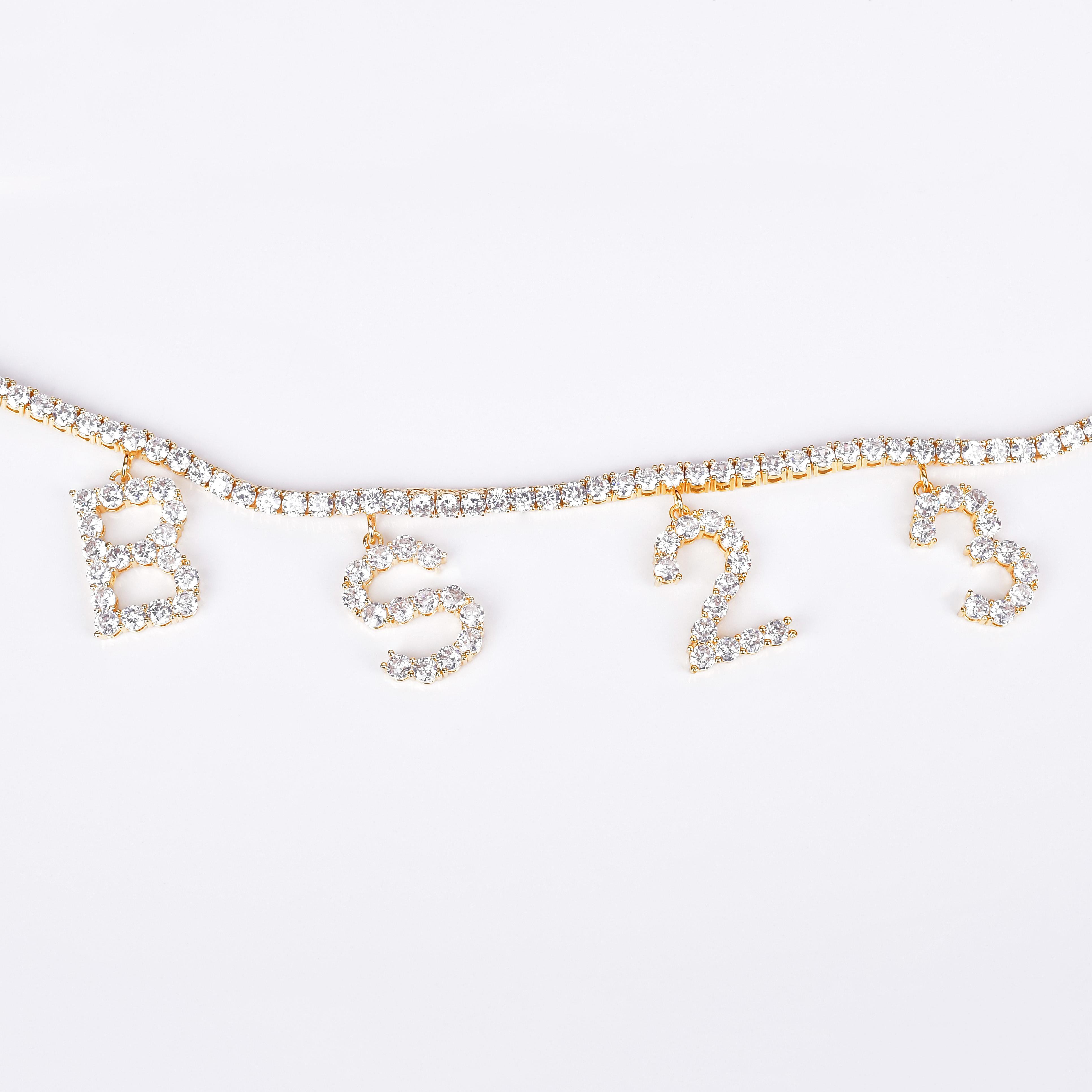 Изображение товара: Женское Ожерелье с кулоном в виде буквы AAAA, кулон золотого цвета с фианитом, в стиле хип-хоп, рок, уличная бижутерия, индивидуальное название