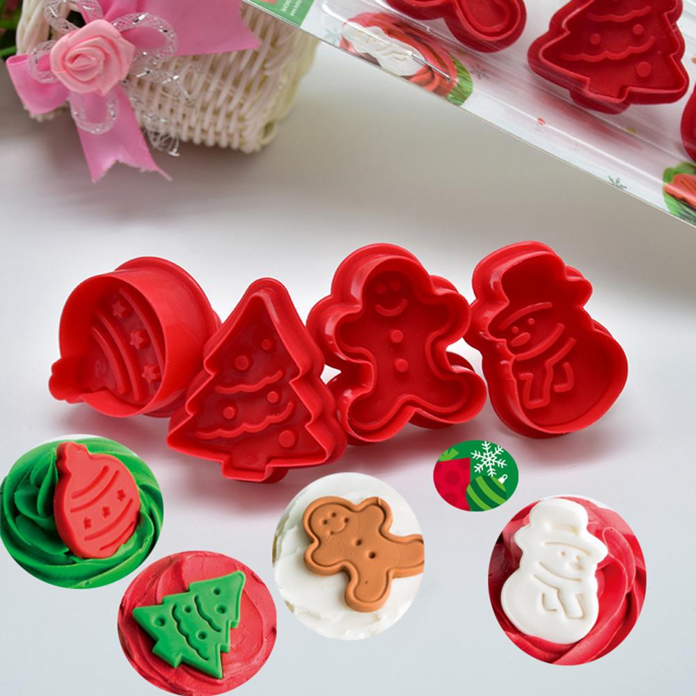 Изображение товара: 4 шт. штамп для печенья, форма для печенья, 3D резак для печенья, форма для выпечки «сделай сам», имбирный домик, рождественские резаки для печенья