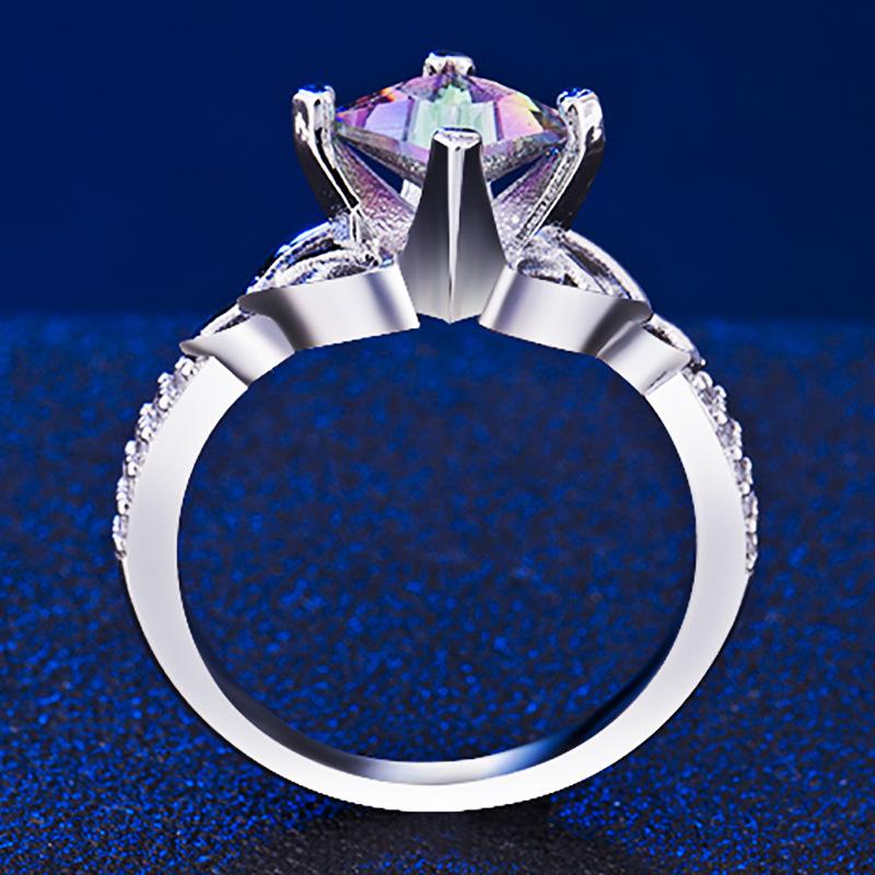 Изображение товара: Женское кольцо из серебра 925 пробы, с квадратным радужным топазом