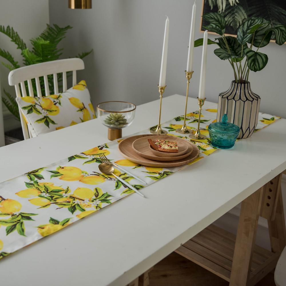 Изображение товара: Скатерть для стола, с принтом лимона, растений, для кухни, столовой, телевизора, тумбы, вечерние, домашний декор, в американском стиле, кантри