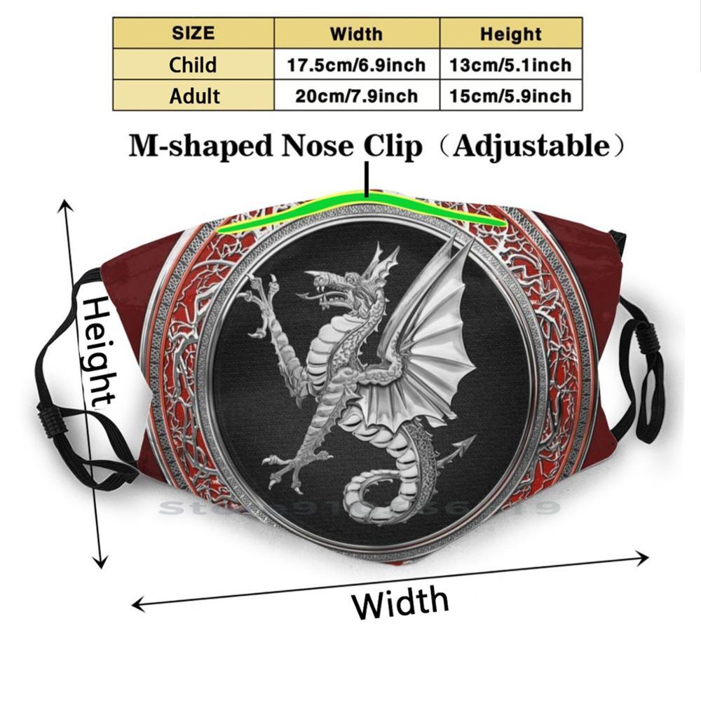 Изображение товара: Многоразовая маска The Great Dragon духи-серебряный морской дракон над красным бархатным принтом Pm2.5 фильтрующая маска для лица для детей The Great Dragon