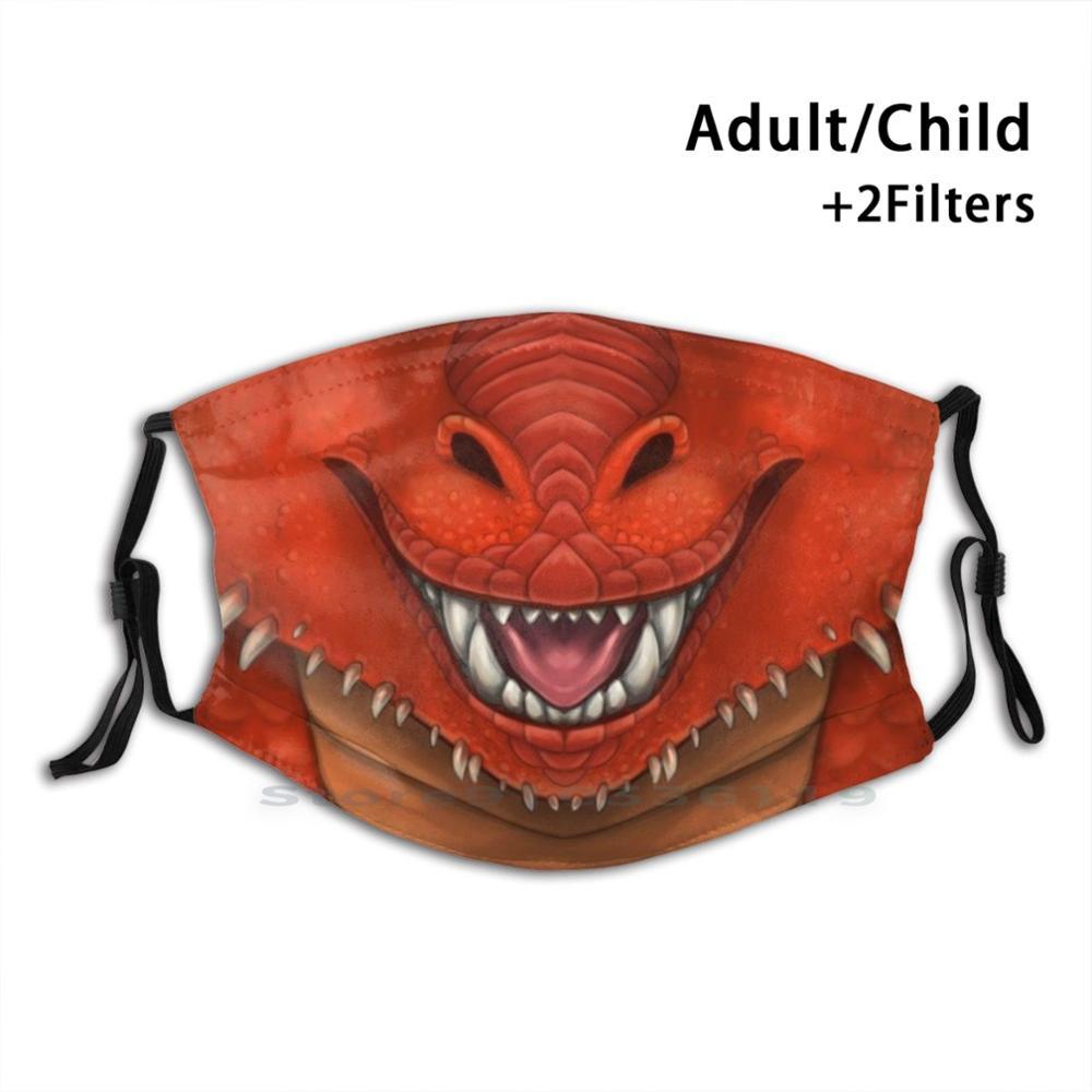 Изображение товара: Многоразовая маска для лица, с фильтрами, с изображением красного дракона, зубы-клыки