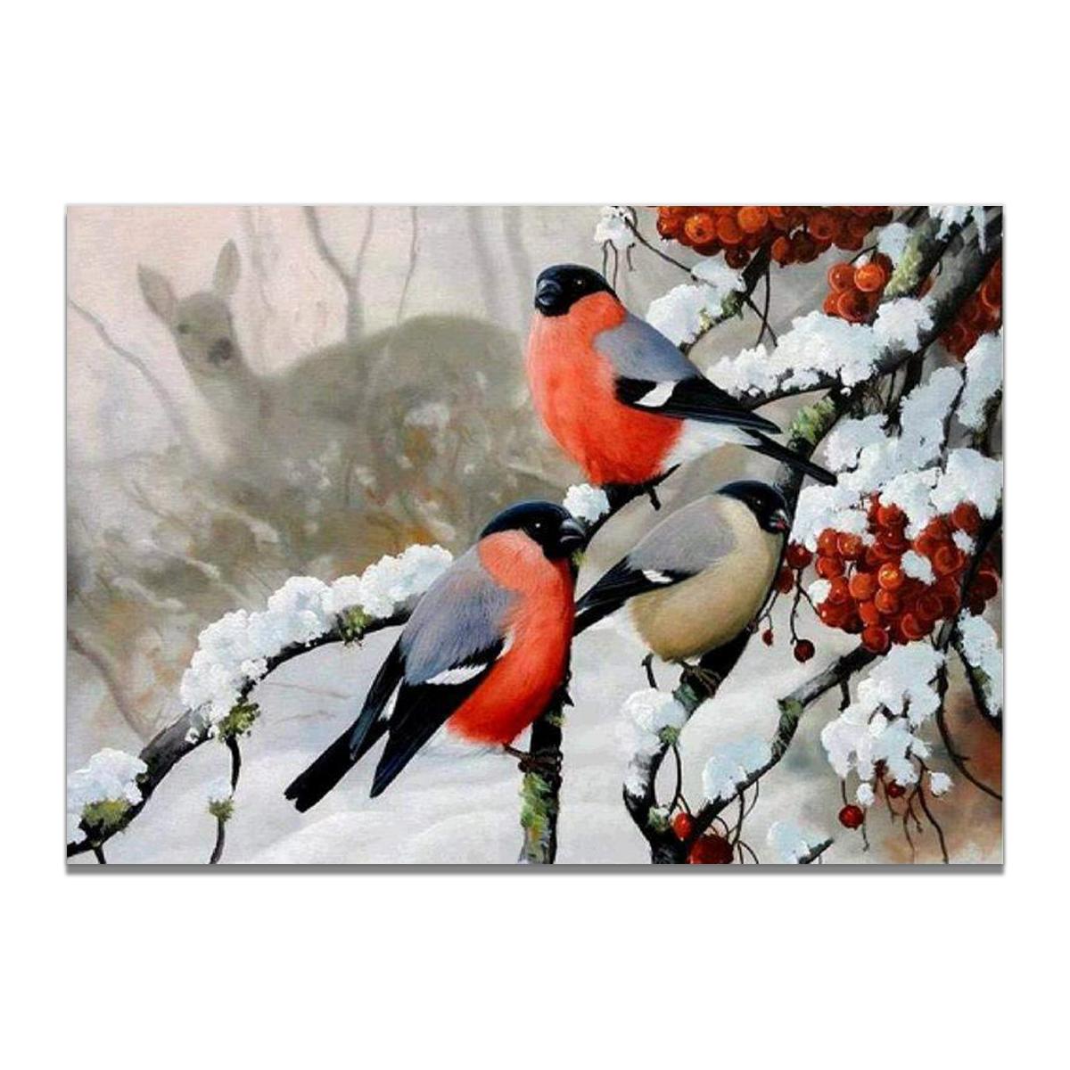 Изображение товара: Картина на холсте с изображением зимних птиц и снега, настенное художественное украшение для гостиной и дома