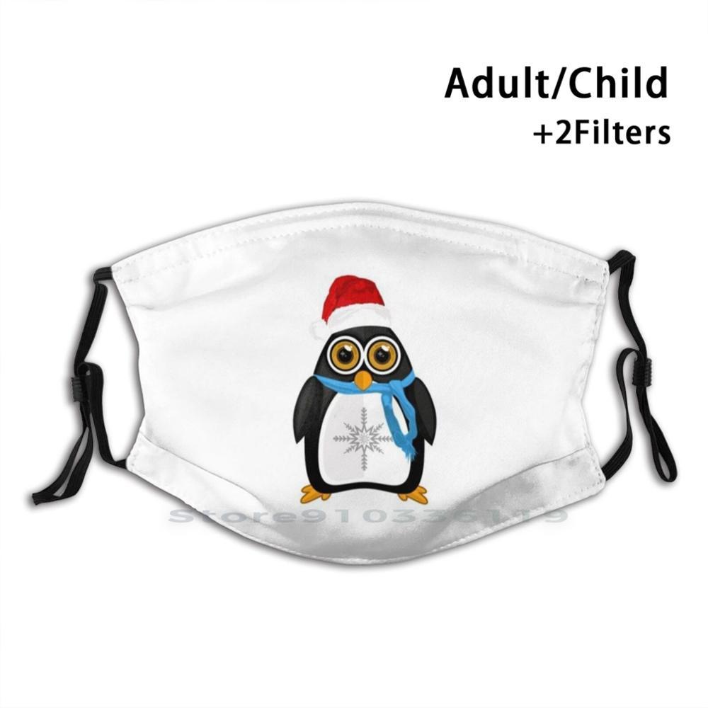 Изображение товара: Рождественский пингвин дизайн Пылезащитный фильтр смываемая маска для лица дети Пингвин Пингвины птица птицы животные милый праздник