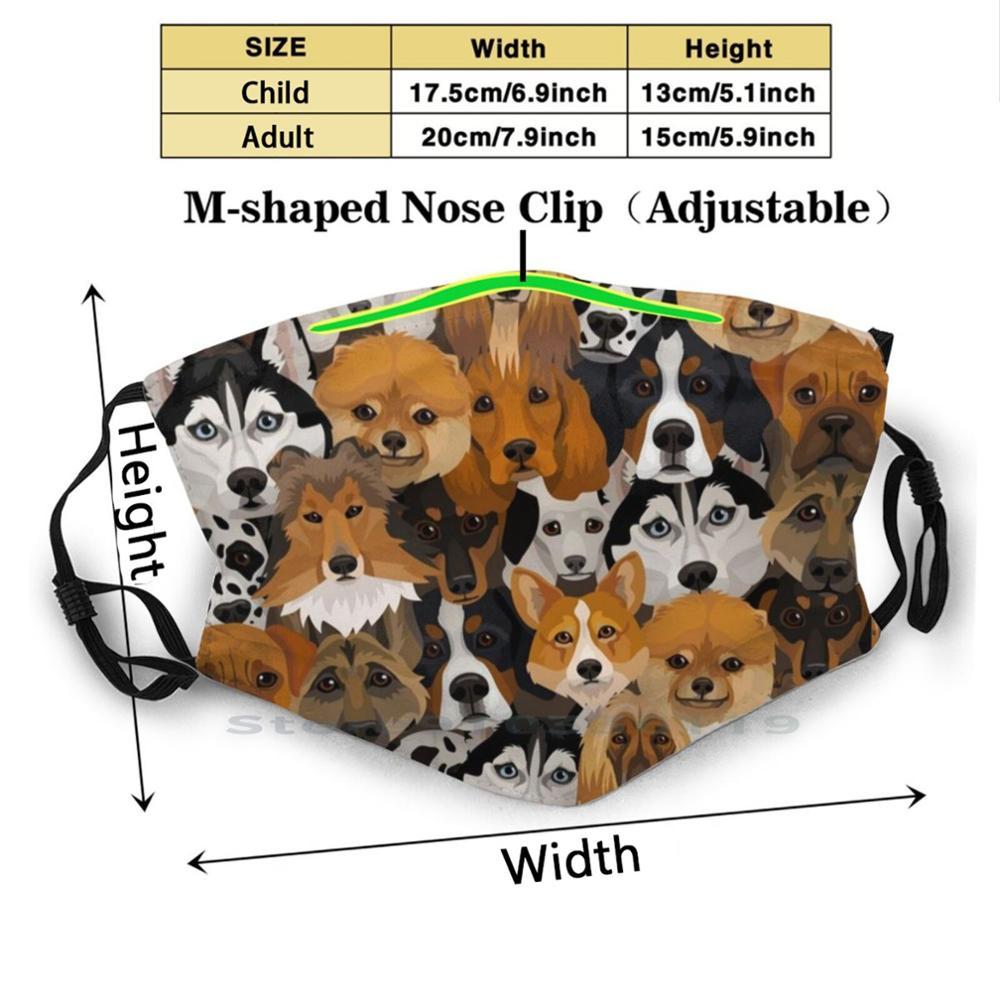 Изображение товара: Забавная собака лица дизайн Пылезащитный фильтр смываемая маска для лица дети такшунд шаблон коргис шаблон Бесшовные шаблон собака