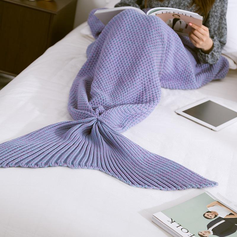 Изображение товара: Креативное одеяло с хвостом русалки, вязаное крючком одеяло русалки для детей и взрослых, супермягкое всесезонное вязаное одеяло для сна s