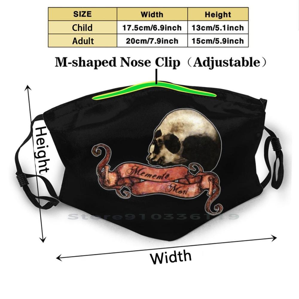 Изображение товара: Моющаяся смешная маска для лица Memento Mori для взрослых и детей с фильтром, темный готический череп Mori Dark Goth Death Dead Black Grim Reaper
