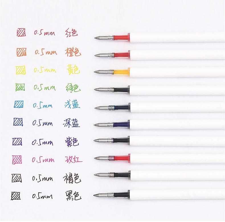 Изображение товара: Гелевая ручка для Xiaomi Kaco 0,5 мм, 10 шт./упак., сменные синие/черные/темно-синие чернила, выдвижная Шариковая ручка для школы и офиса