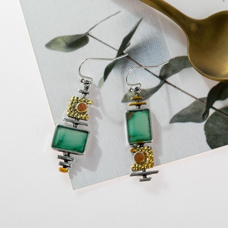 Изображение товара: Новые модные серьги-подвески с зеленым камнем для женщин, инкрустированные богемными кристаллами, вечерние