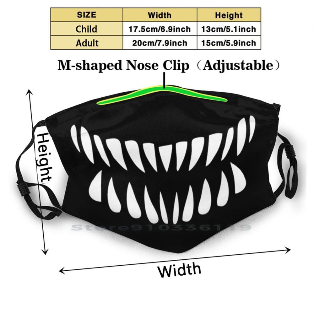 Изображение товара: Toothy Maw маска для лица с изображением рта для взрослых детей моющаяся забавная маска для лица с фильтром новости Facemask Social Distancing New Normal
