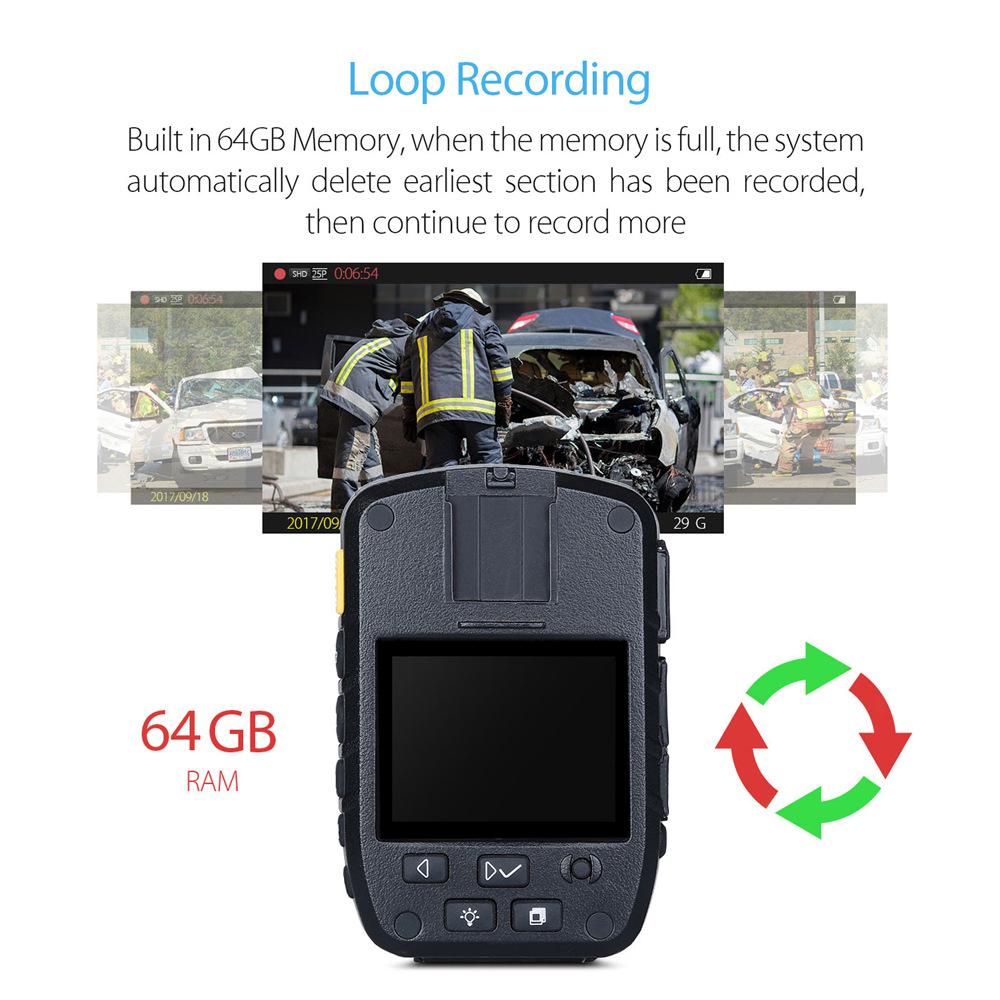 Изображение товара: Нательная камера, 128 ГБ, 1296P, GPS, FHD, ИК-видеорегистратор, ночное видение
