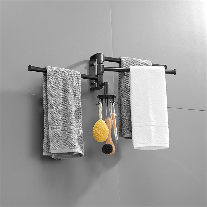 Изображение товара: Вешалка для полотенец, алюминиевая, настенная, вращающаяся стойка для полотенец