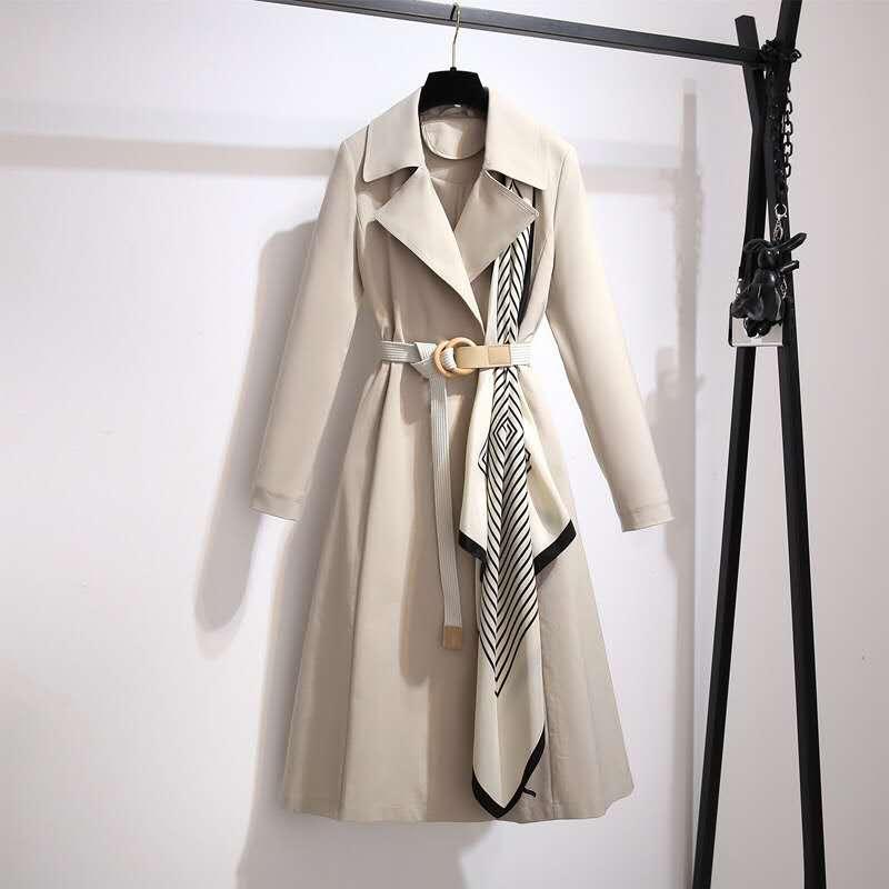 Изображение товара: Женский Тренч 2020, модный длинный Тренч в стиле пэчворк, Легкий Повседневный женский ветрозащитный Тренч, коллекция