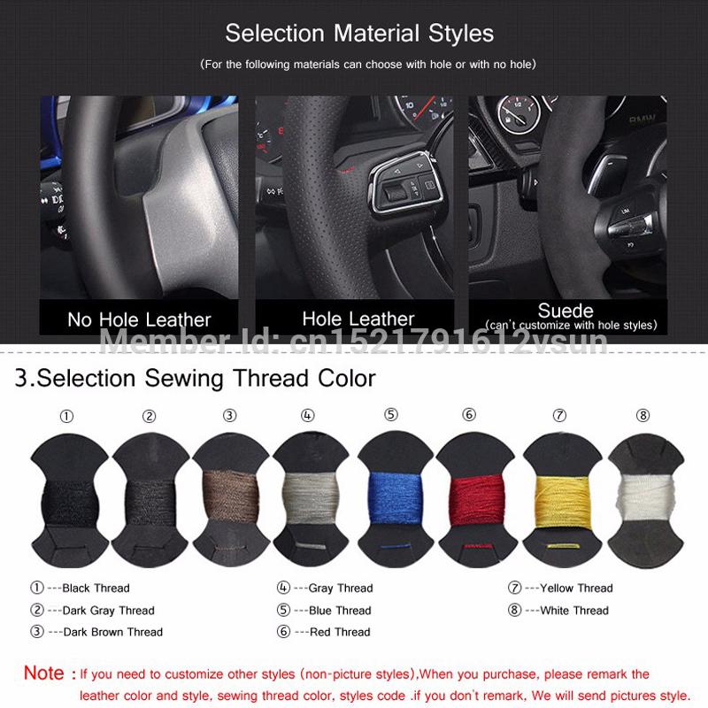 Изображение товара: Чехол на рулевое колесо «сделай сам», черная замша, черная кожа, Ручное шитье для Mitsubishi Lancer EX Outlander ASX Colt Pajero Sport