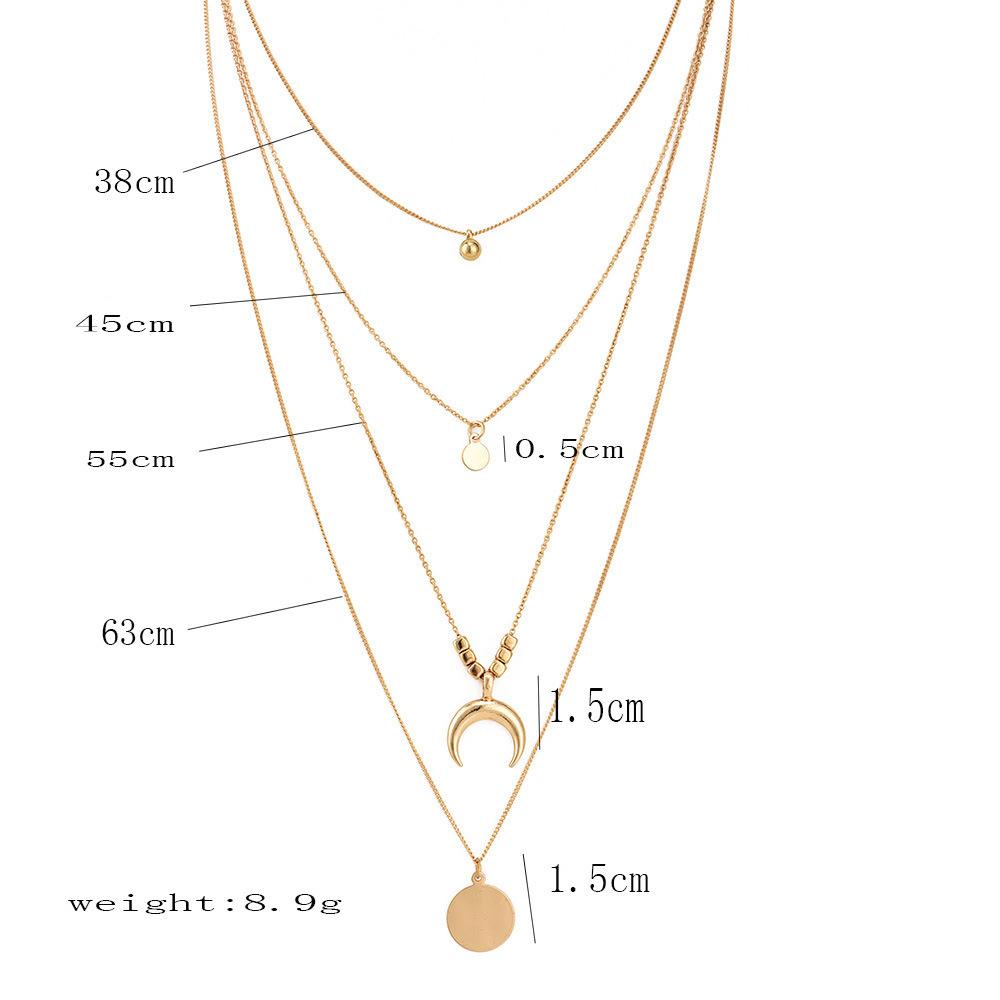 Изображение товара: HebeDeer Многослойные цепные ожерелья ювелирные изделия леди Луна Модная девушка серебряного цвета богемное ожерелье цепь женщины Kpop Collares